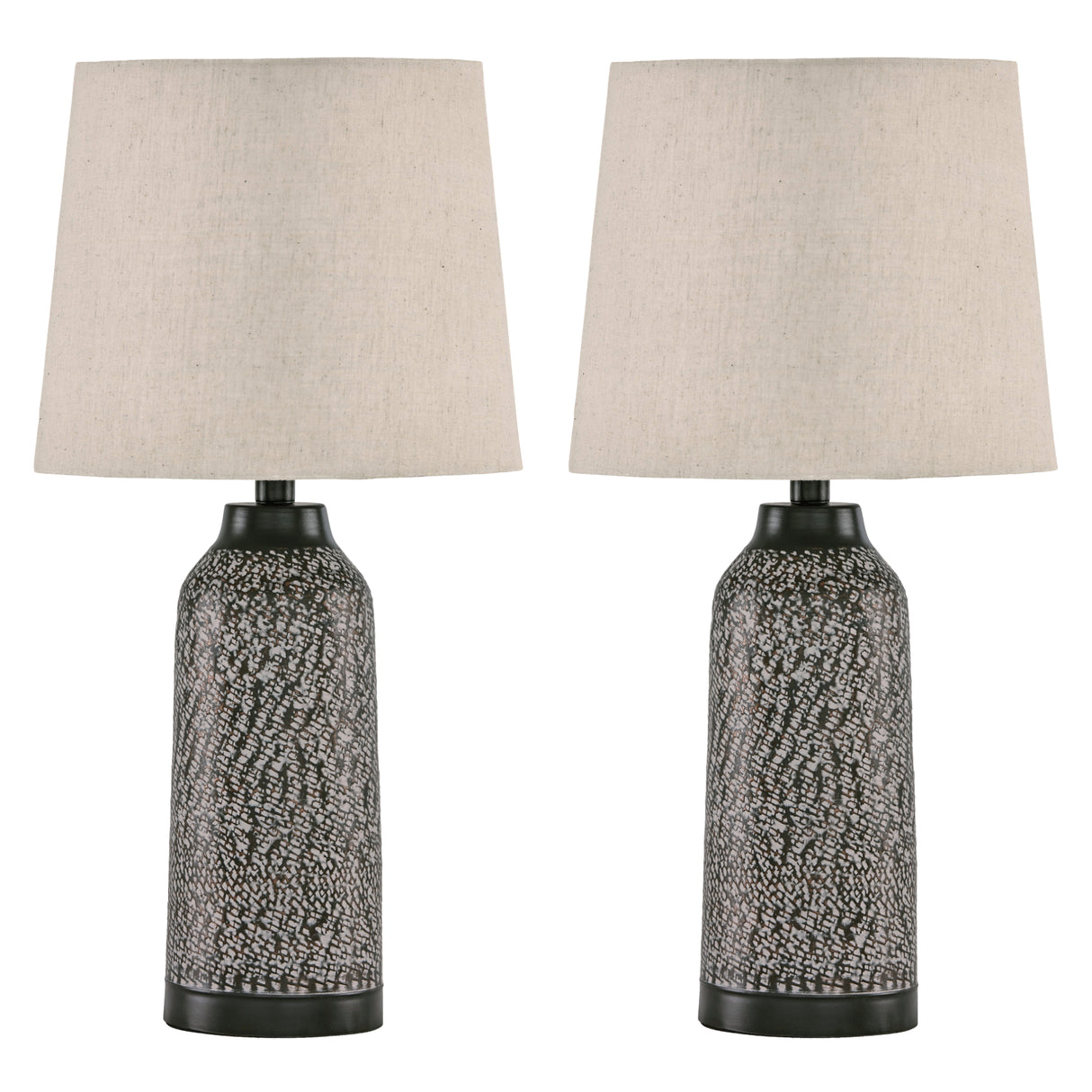 Ensemble de 2 lampes de table en métal martelé bronze antique 24 po. - Lanson