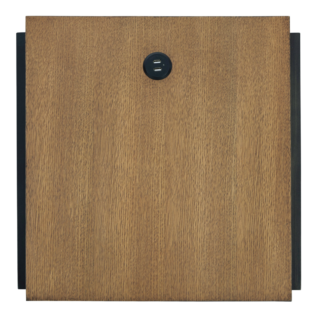 Table d'appoint en placage de bois brun clair avec prise USB - Fridley