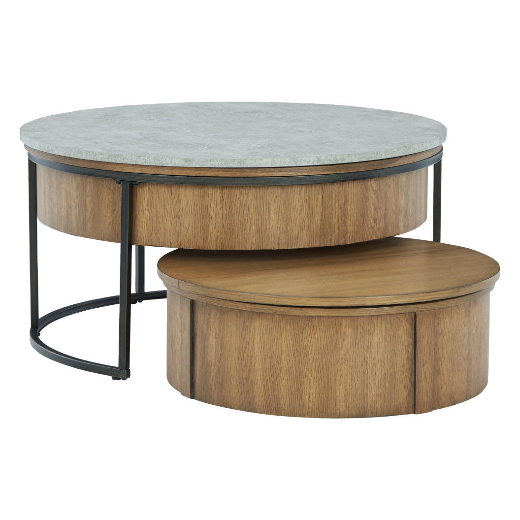 Ensemble de 2 tables gigognes en mélamine et bois - Fridley