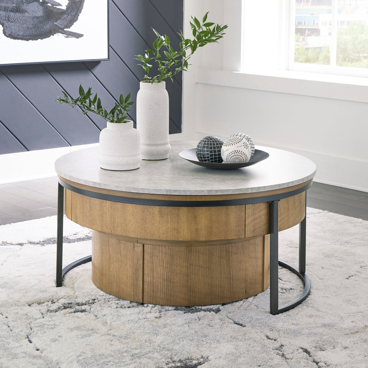 Ensemble de 2 tables gigognes en mélamine et bois - Fridley