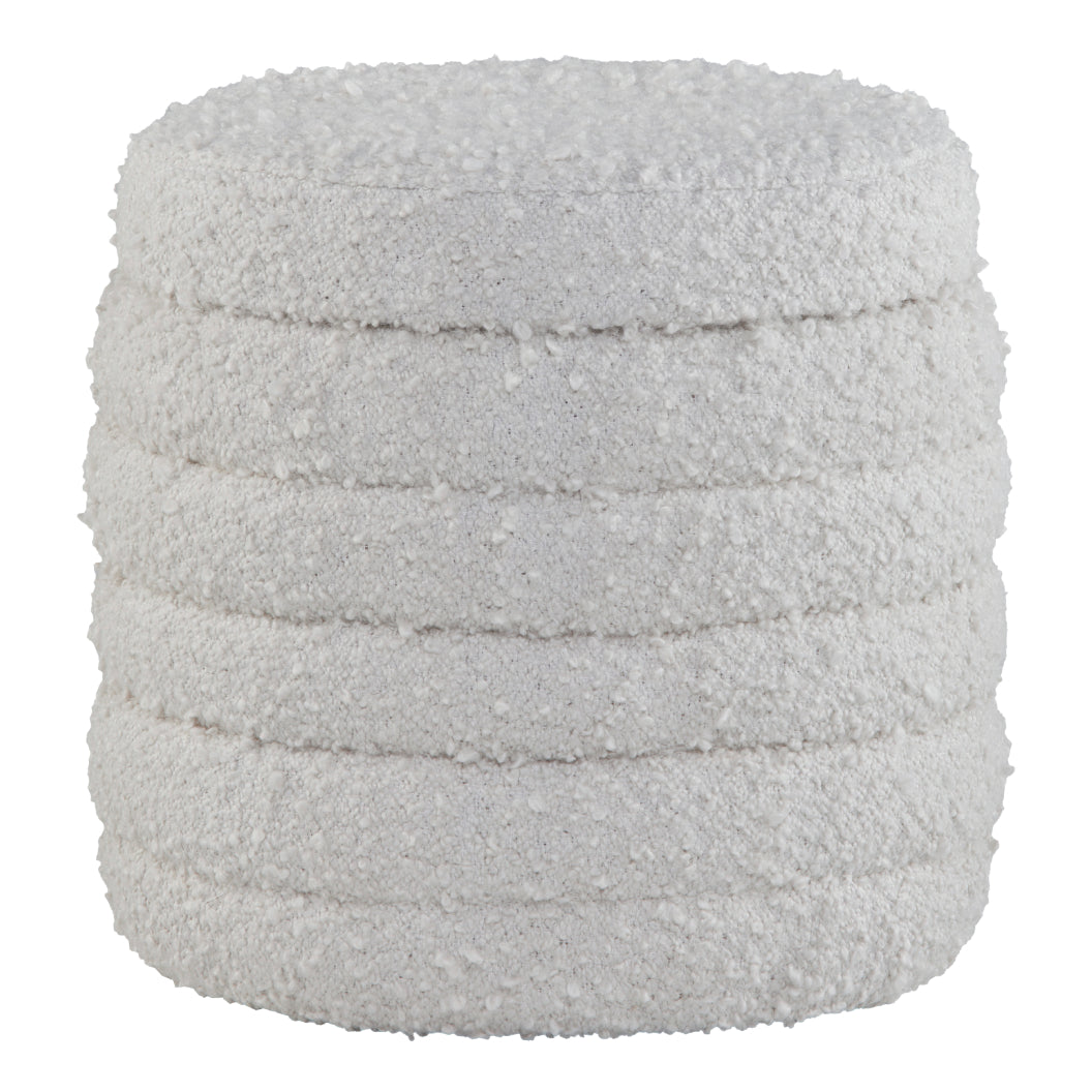 Pouf de rangement en tissu bouclé blanc - Duntler