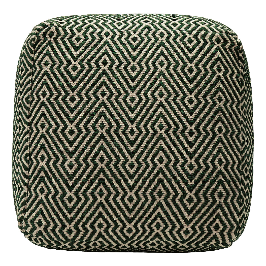 Ottoman en tissu vert et ivoire - Abacy