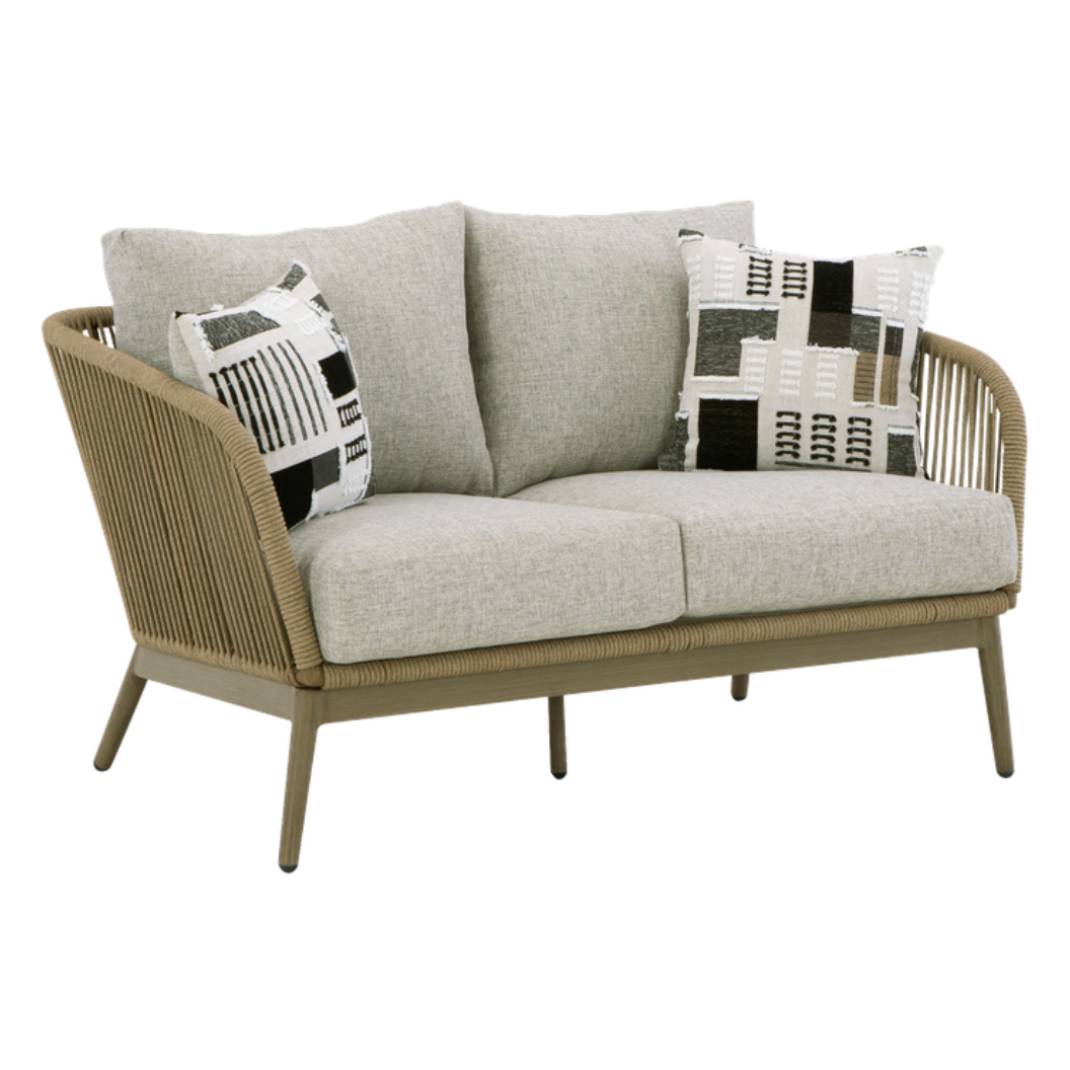 Causeuse extérieure en tissu beige avec coussins - Swiss Valley