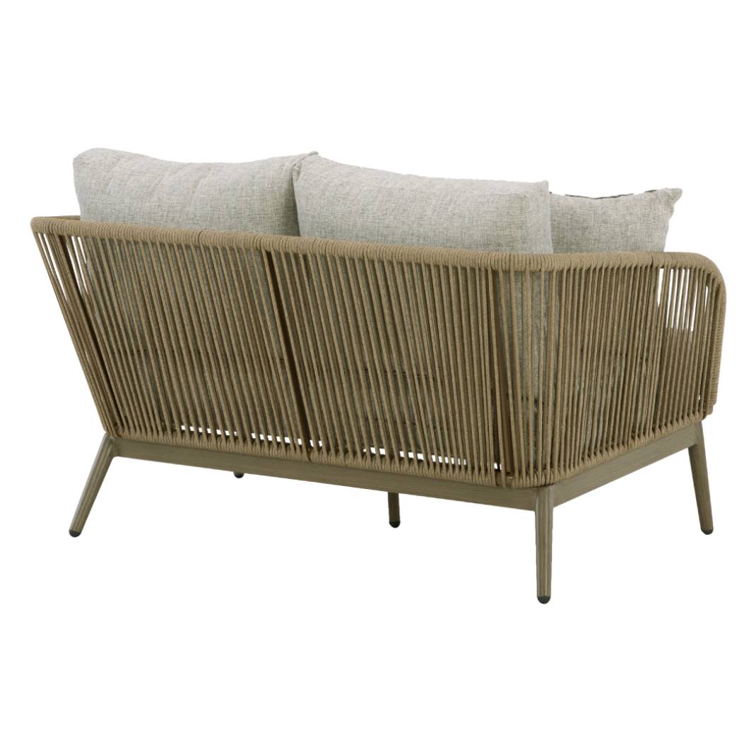 Causeuse extérieure en tissu beige avec coussins - Swiss Valley