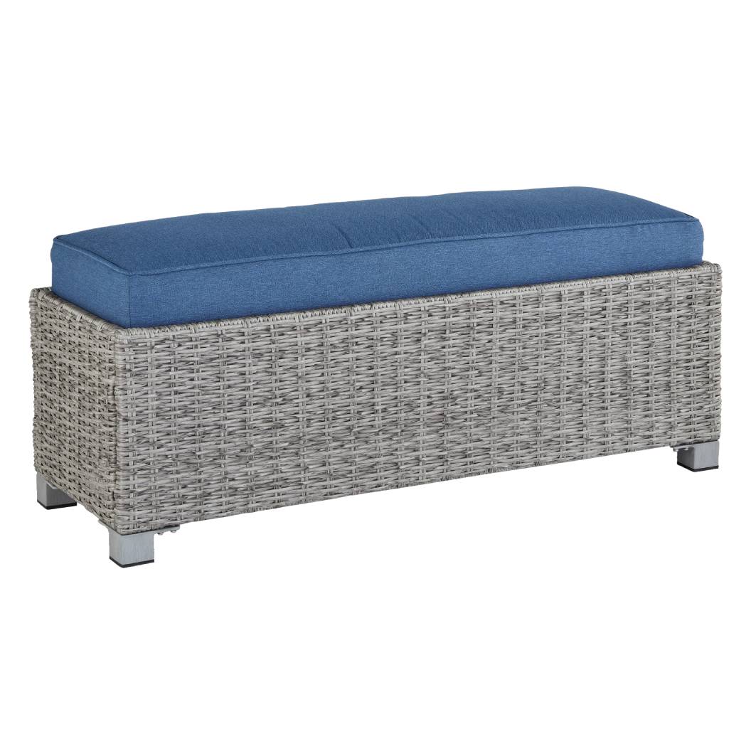 Banc bleu tissu osier en résine - Naples Beach