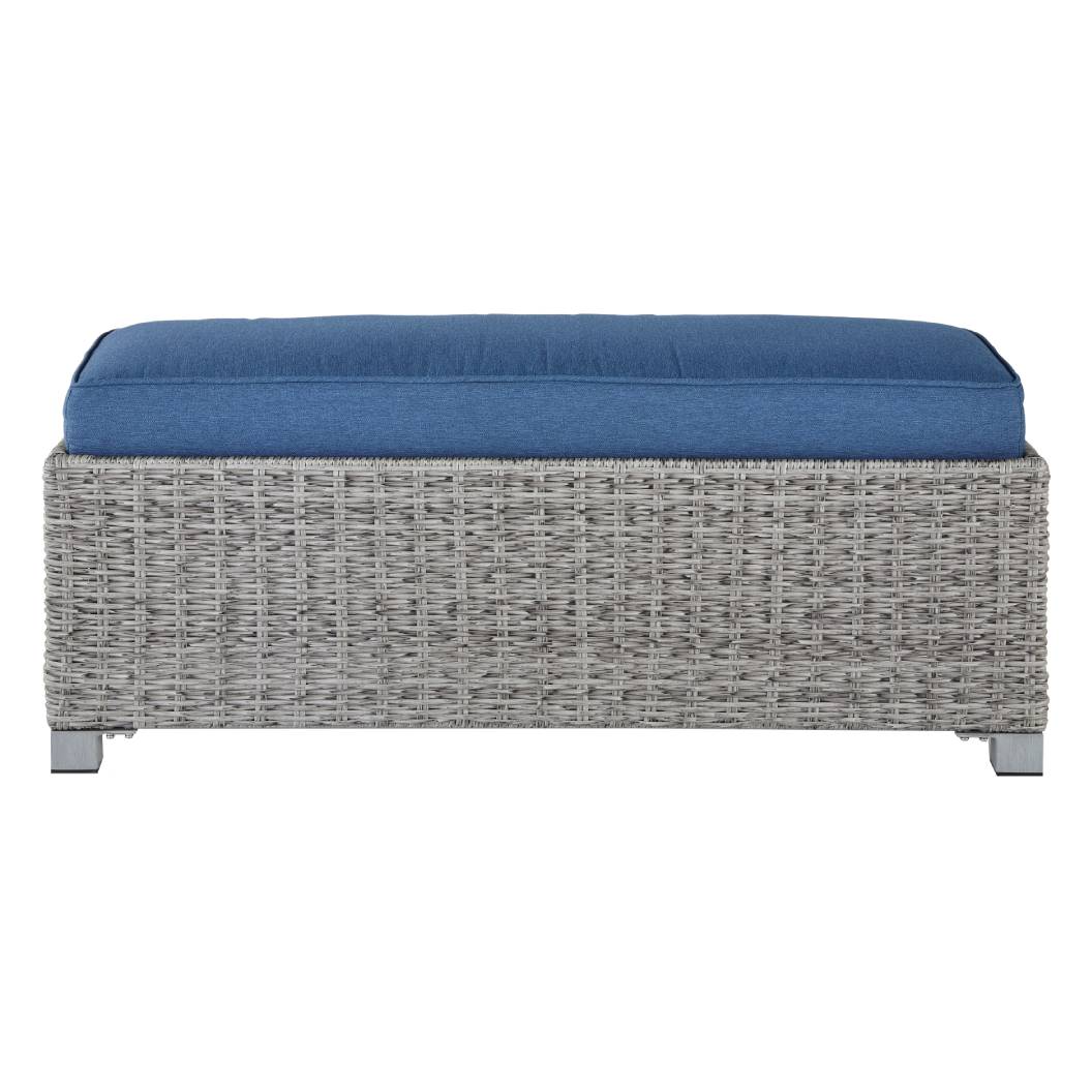 Banc bleu tissu osier en résine - Naples Beach