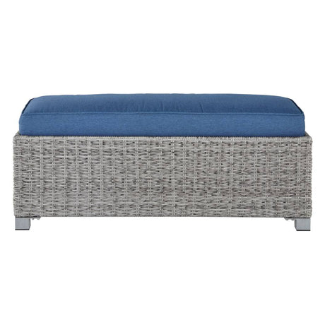 Banc bleu tissu osier en résine - Naples Beach