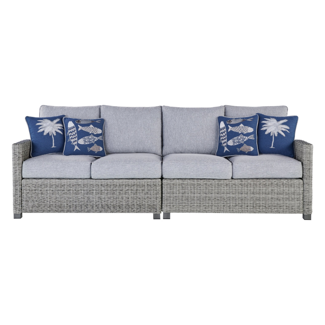 Ensemble de 2 causeuses extérieures en tissu Nuvella et en osier gris pâle avec coussins - Naples Beach