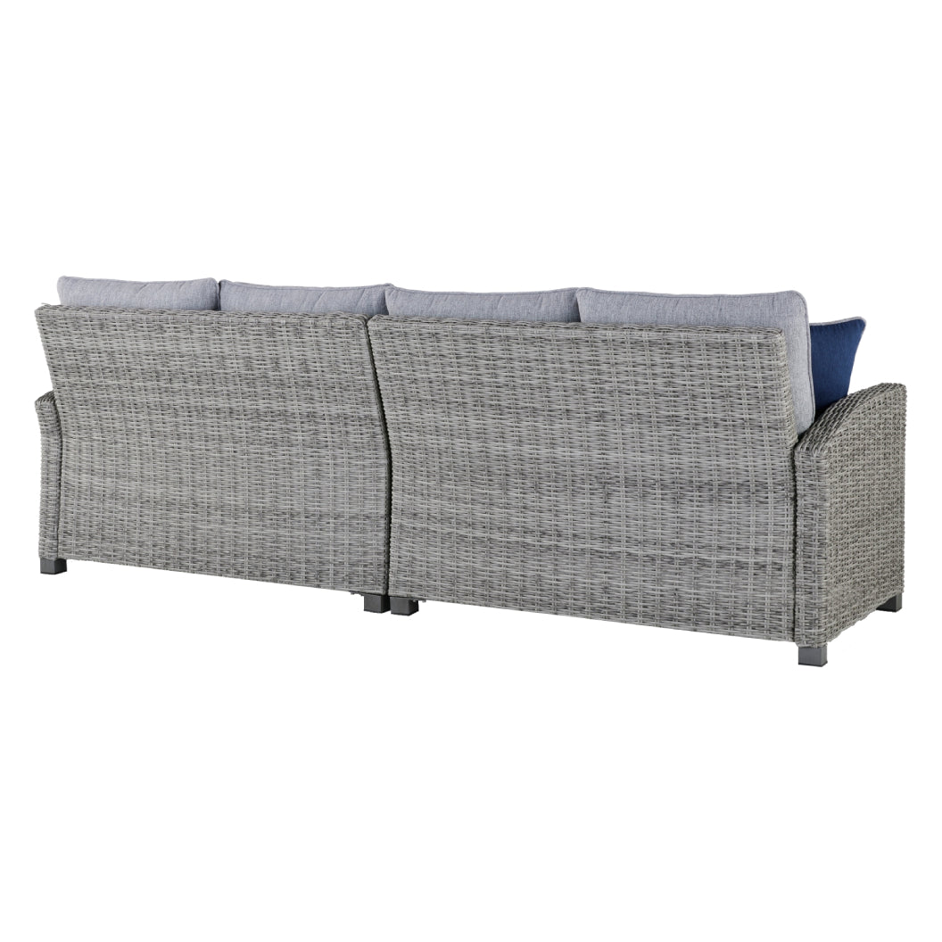 Ensemble de 2 causeuses extérieures en tissu Nuvella et en osier gris pâle avec coussins - Naples Beach