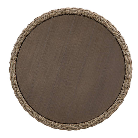 Table de bout extérieure en résine tressée et aluminium beige - Danson