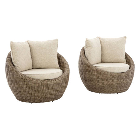 Ensemble 2 fauteuils extérieur résine beige pivotants - Danson