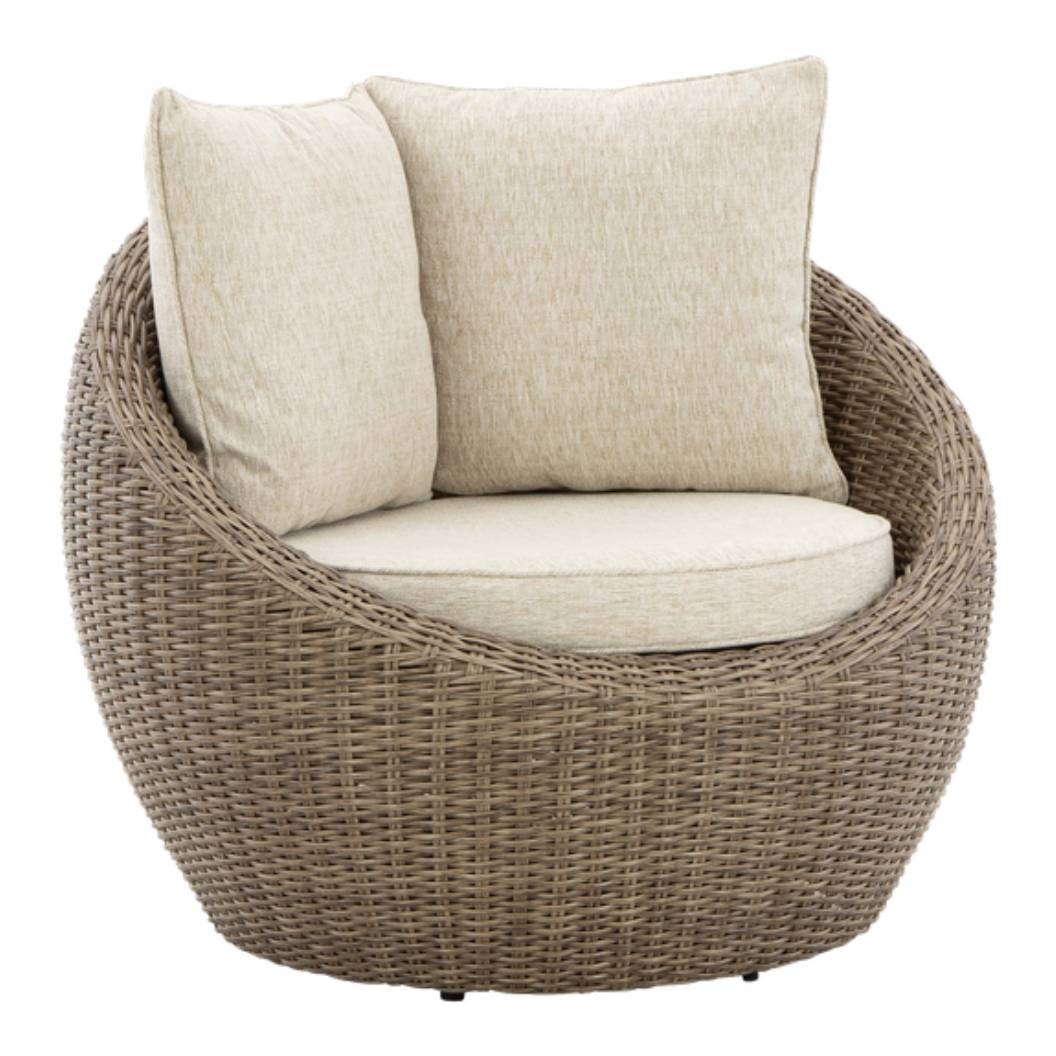 Ensemble de 2 fauteuils pivotants d'extérieur en tissu Nuvella beige - Danson