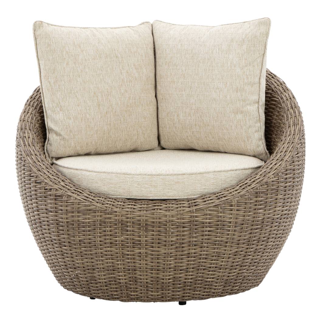 Ensemble 2 fauteuils extérieur résine beige pivotants - Danson