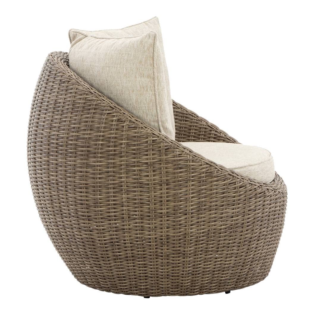 Ensemble de 2 fauteuils pivotants d'extérieur en tissu Nuvella beige - Danson