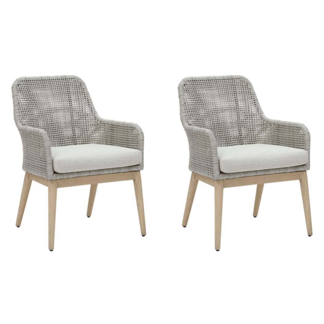 Ensemble de 2 chaises extérieures en tissu Nuvella et osier gris pâle - Seton Creek