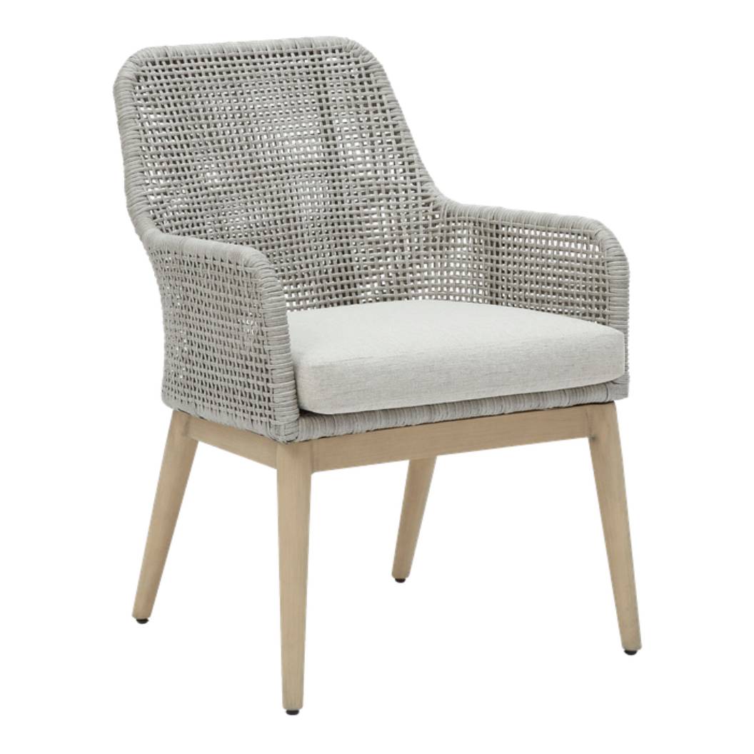Ensemble de 2 chaises extérieures en tissu Nuvella et osier gris pâle - Seton Creek