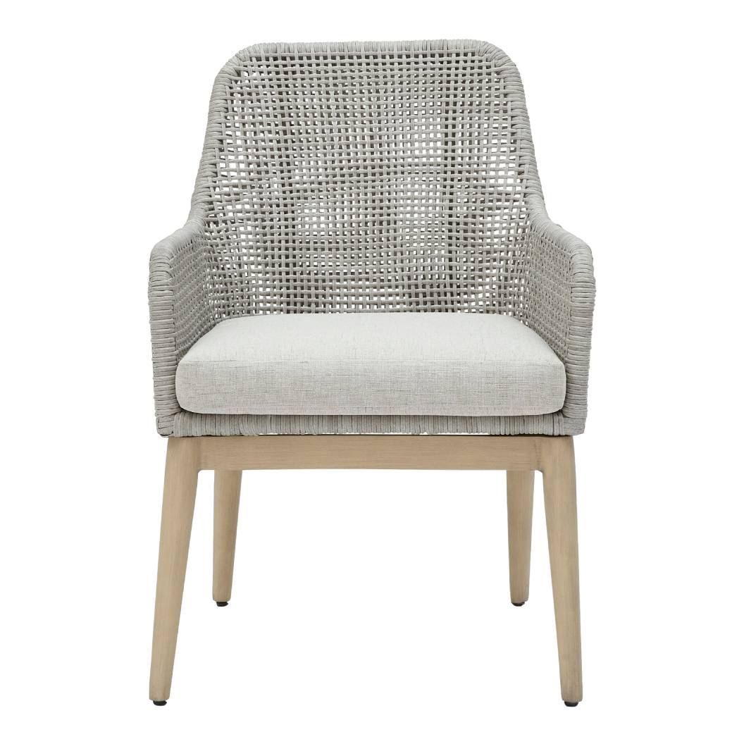 Ensemble de 2 chaises extérieures en tissu Nuvella et osier gris pâle - Seton Creek