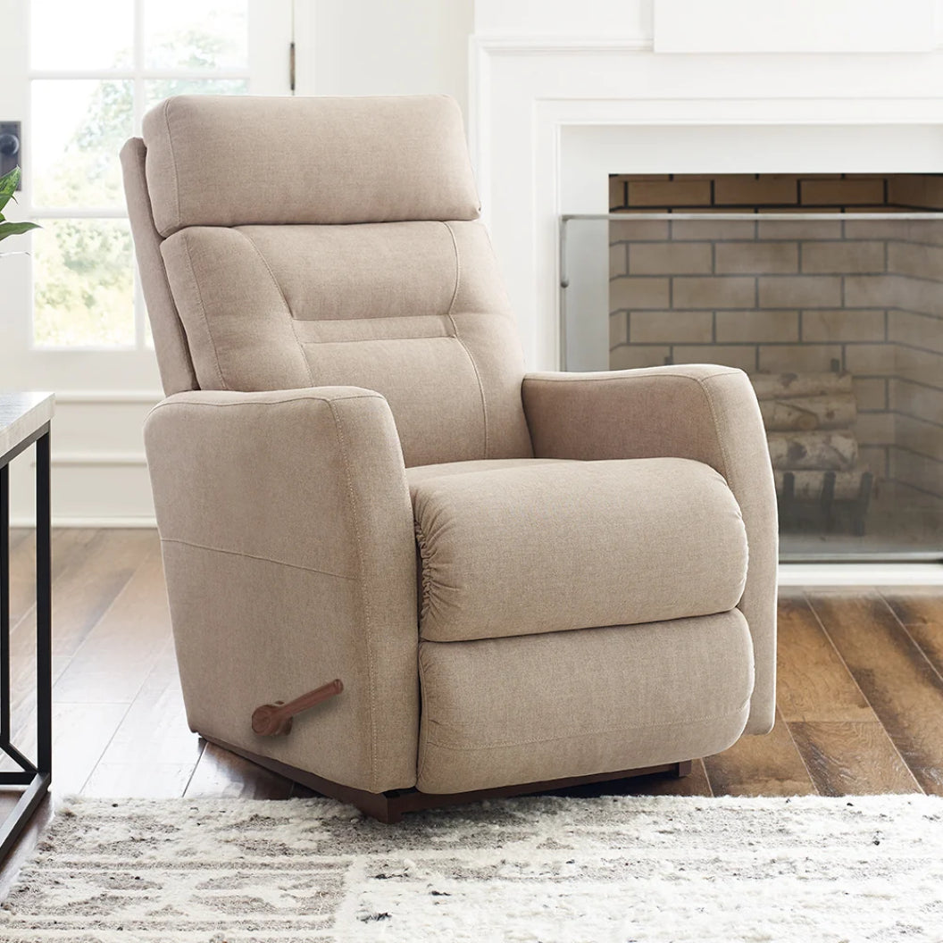 Fauteuil berçant et inclinable en tissu blanc - Lennon