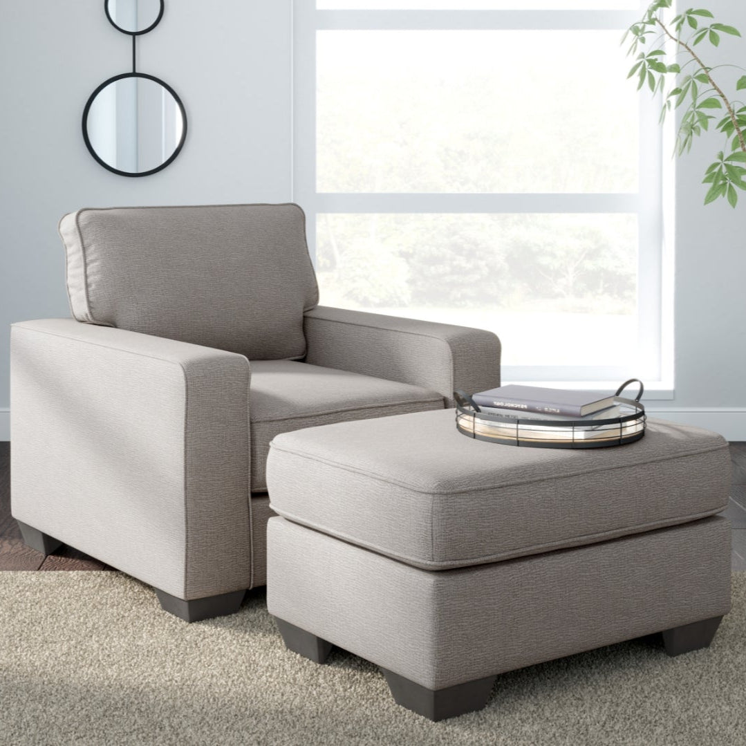 Ottoman en tissu gris pierre - Greaves