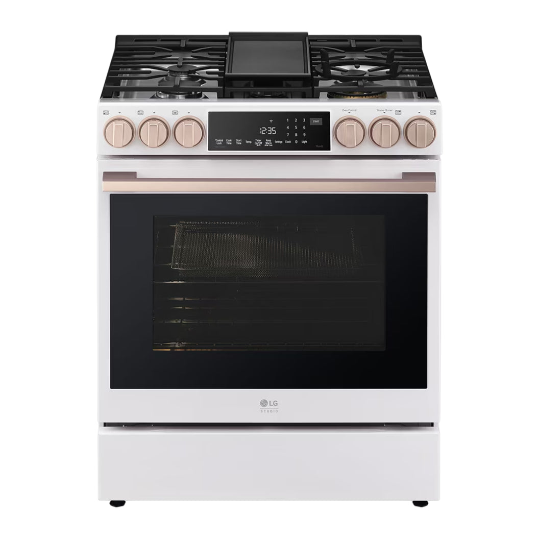Cuisinière au gaz encastrable 30 po, 6,3 pi³ Blanc avec Convection ProBake®, InstaView® et Wi-Fi - White Essence