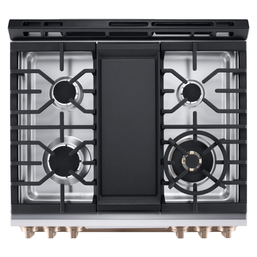 Cuisinière au gaz encastrable 30 po, 6,3 pi³ Blanc avec Convection ProBake®, InstaView® et Wi-Fi - White Essence