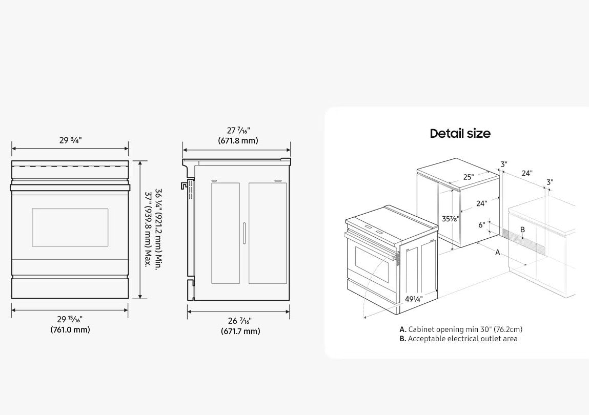 Cuisinière à induction encastrable 30 po. 6,3 pi³ Inox - Air Fry et Air sous vide