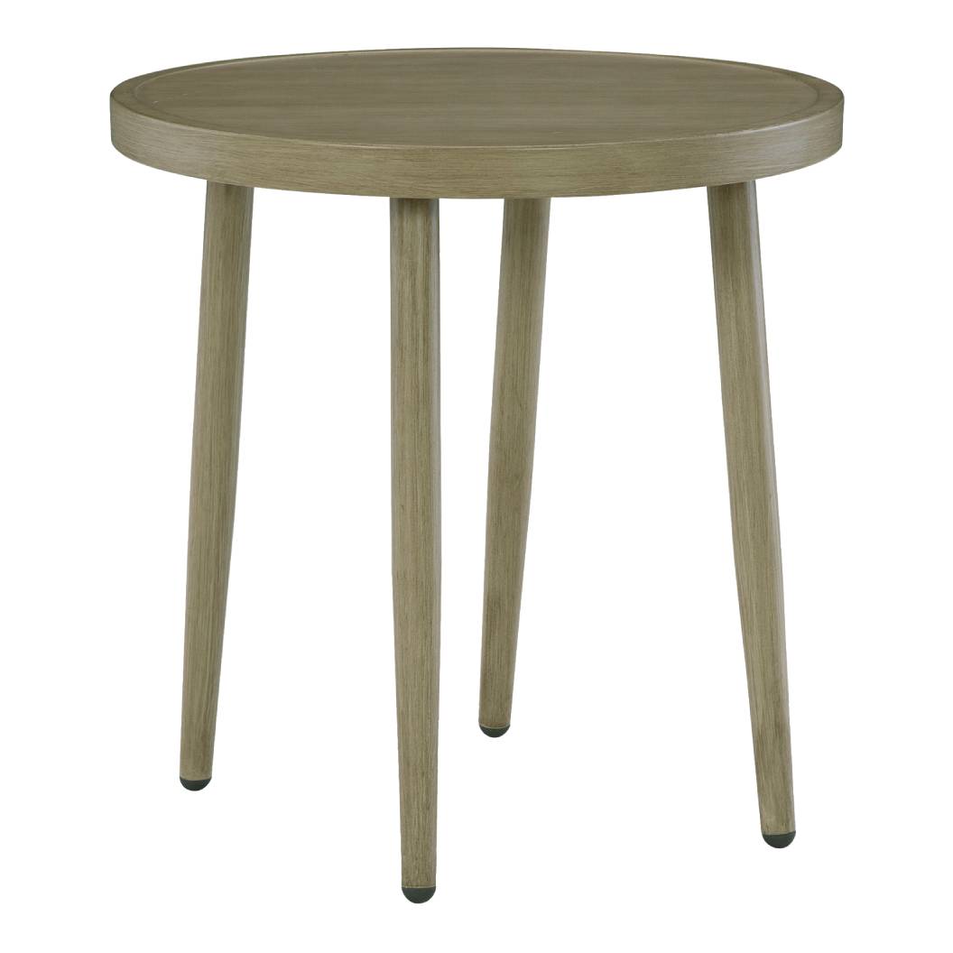 Table de bout extérieure en bois brun clair et aluminium - Swiss Valley