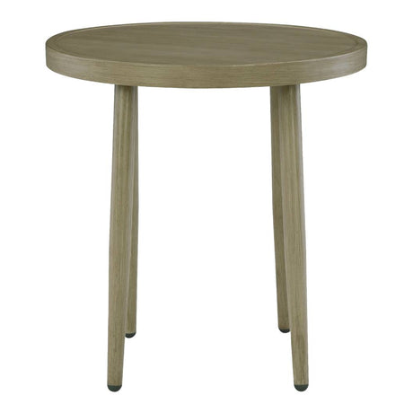 Table de bout extérieure en bois brun clair et aluminium - Swiss Valley