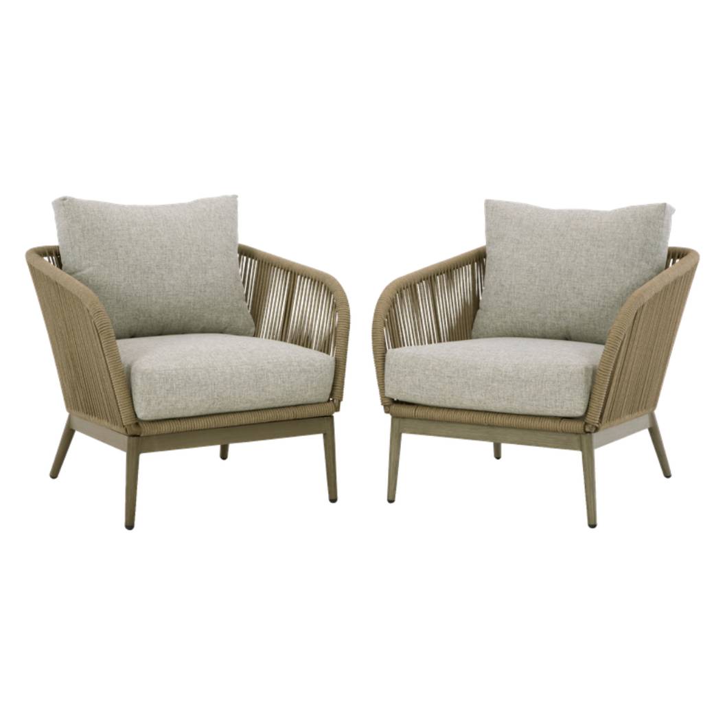 Ensemble de 2 fauteuils en faux bois beige - Swiss Valley