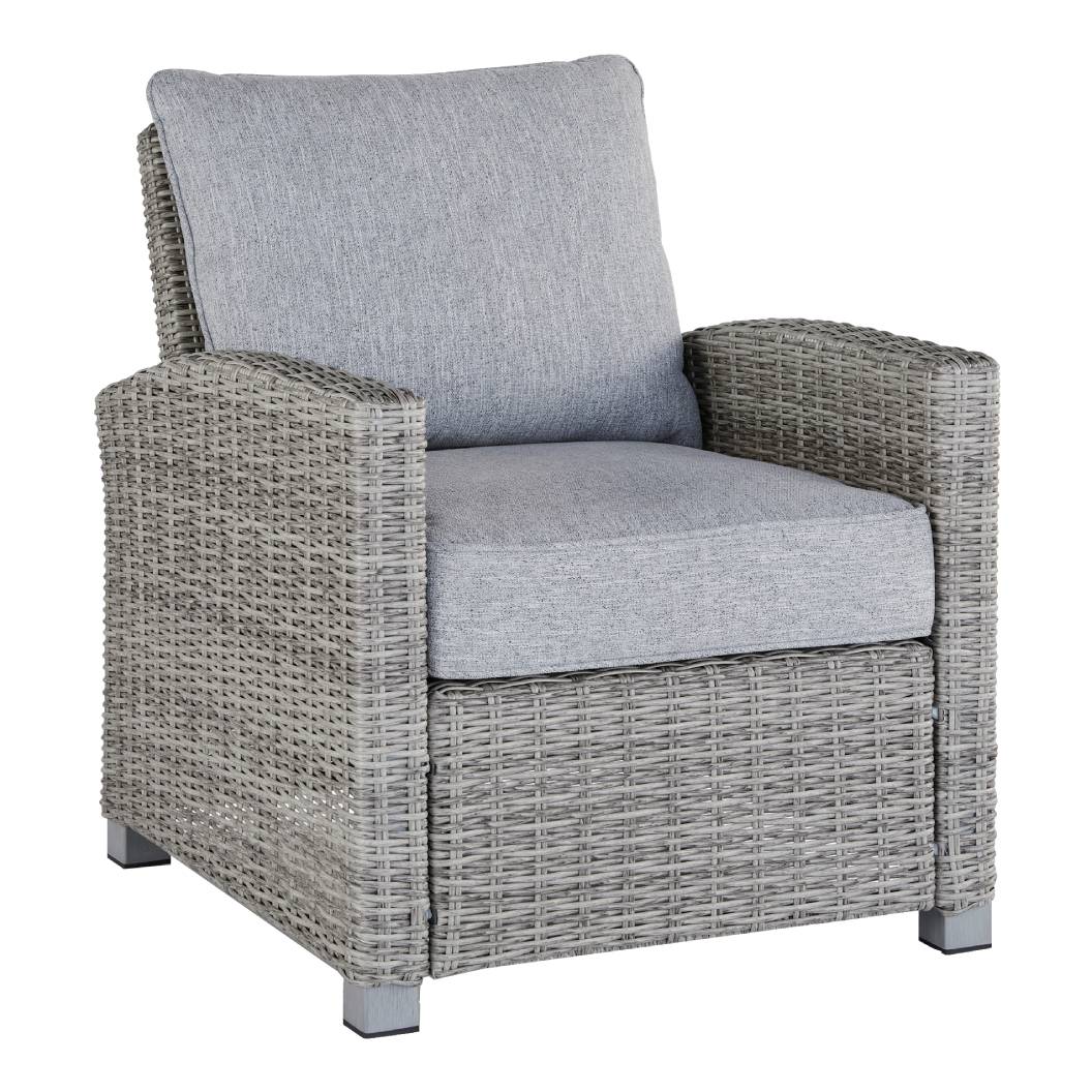 Fauteuil extérieur gris pâle tissu, osier en résine - Naples Beach