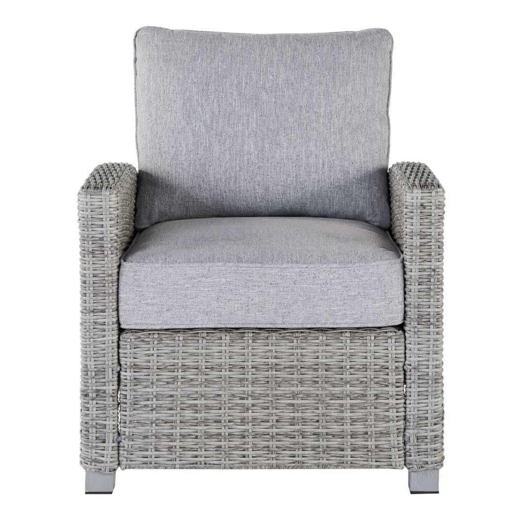Fauteuil extérieur gris pâle tissu, osier en résine - Naples Beach