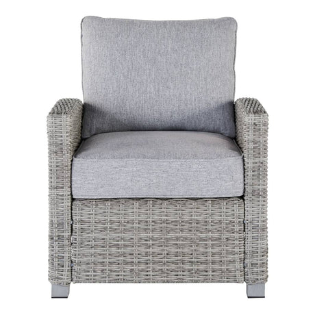 Fauteuil extérieur gris pâle tissu, osier en résine - Naples Beach