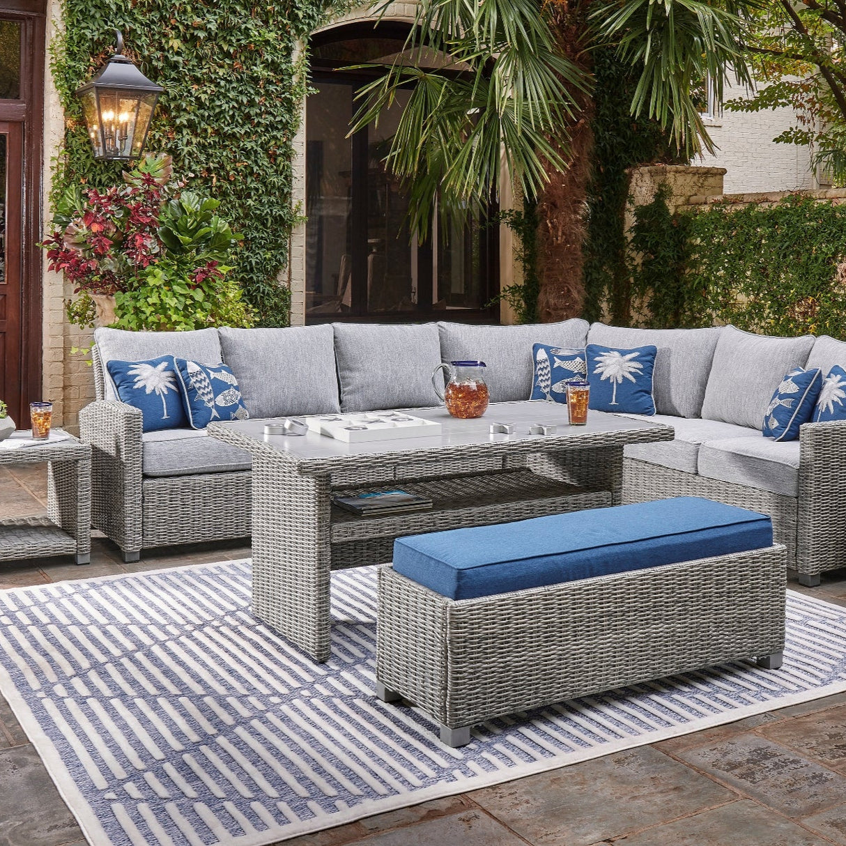 Chaise d'extérieure tissue grise pâle sans accoudoir - Naples Beach