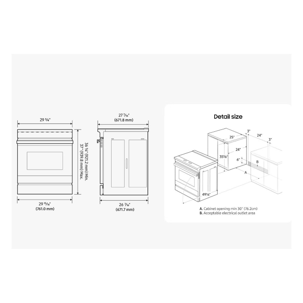 Cuisinière à induction encastrable 30 po 6,3 pi³ Inox - Air Fry, brûleur de 4300 W