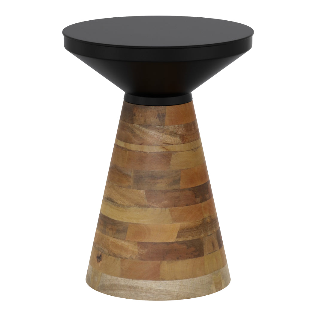 Table d'appoint en fer noir et bois de manguier - Boden