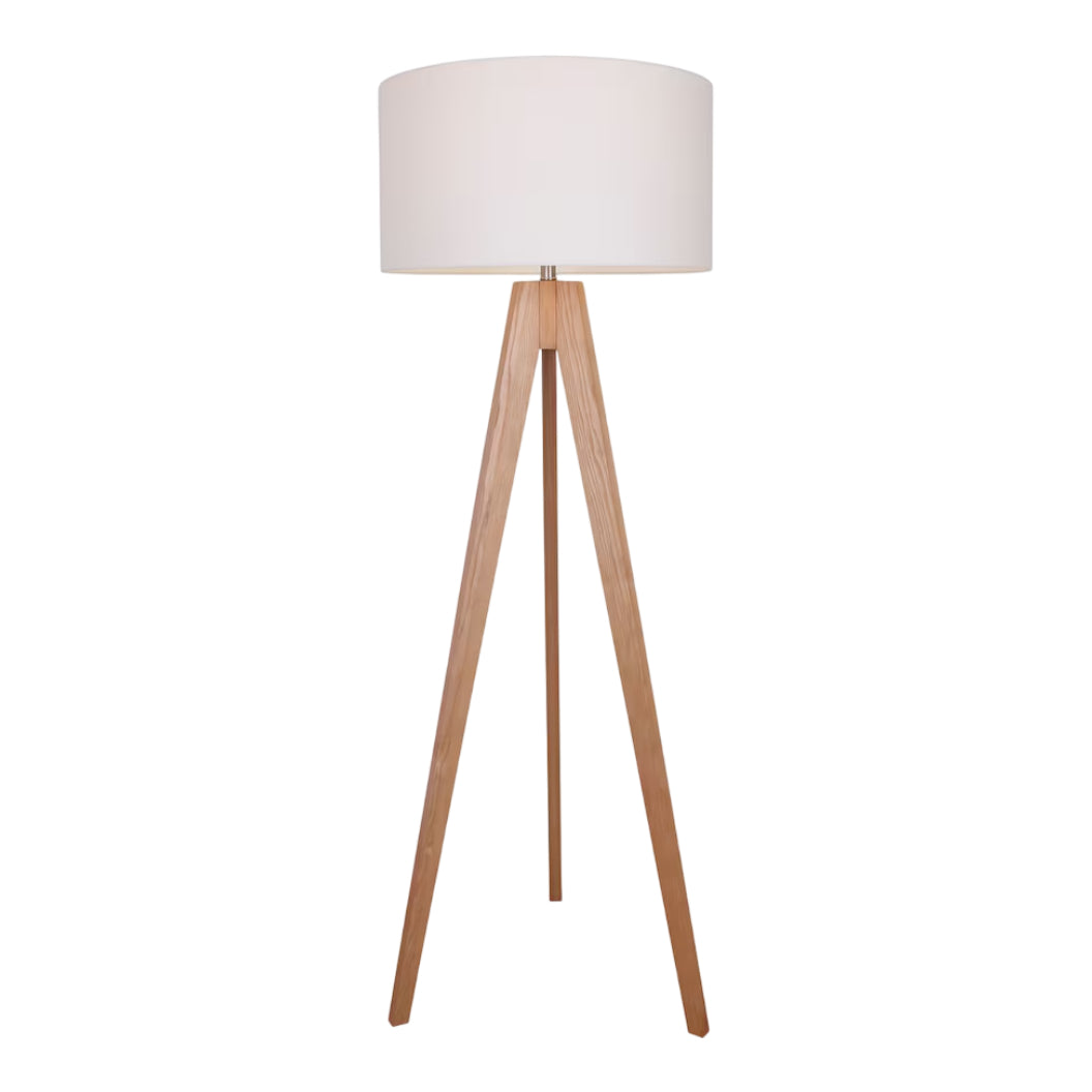 Lampe sur pied trépied en bois naturel avec DEL intégré 62 po. - Taylor