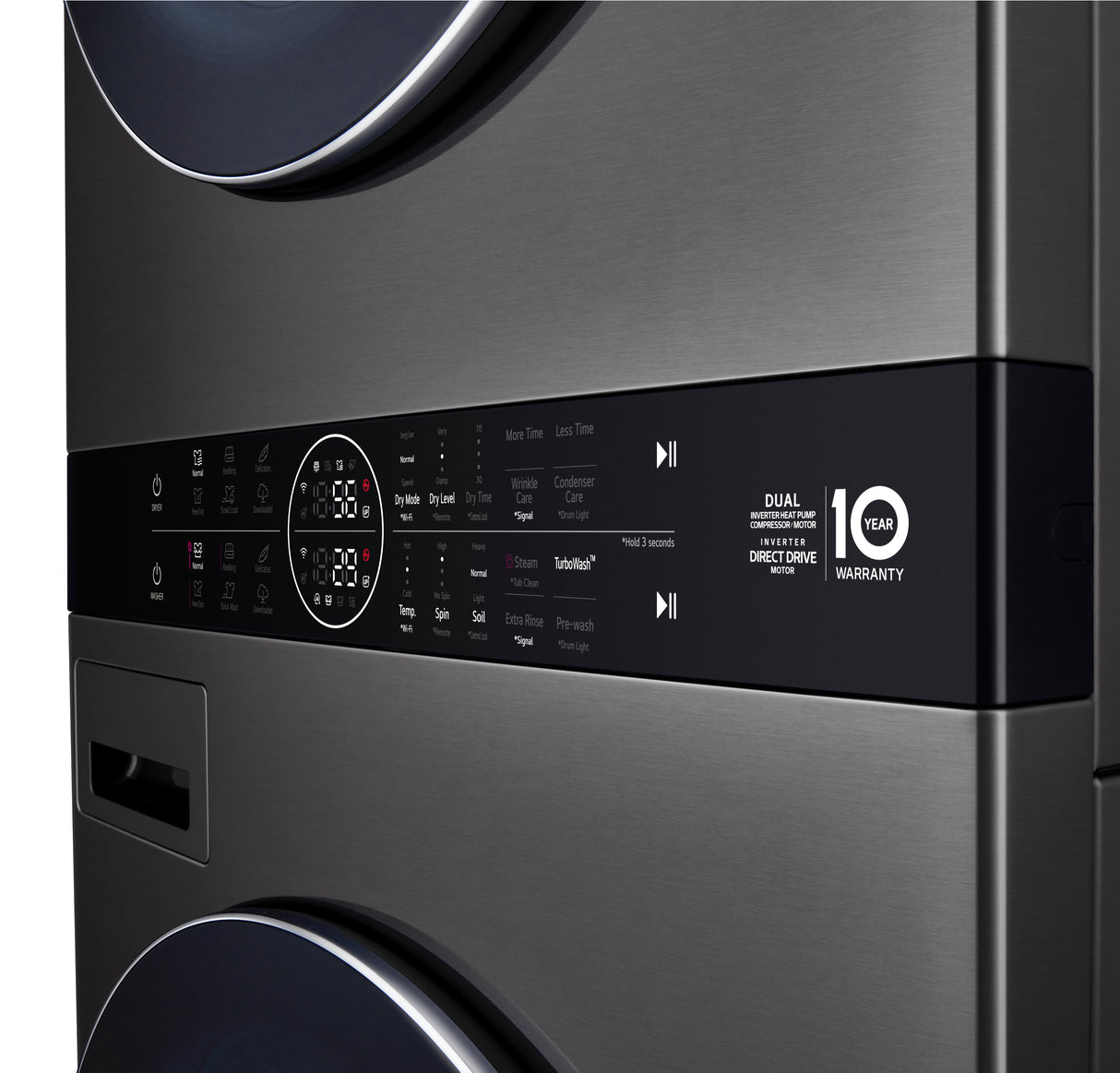 Tour de lavage à chargement frontal 27 po, 5,8 pi³/7,8 pi³ Acier noir avec TurboWashᴹᴰ 360° et AI Sensor Dryᴹᴰ