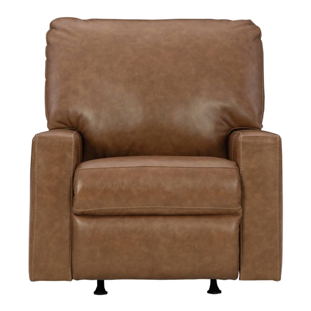 Fauteuil berçant et inclinable en cuir brun caramel - Bolsena