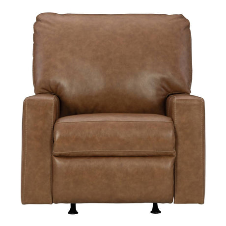 Fauteuil berçant et inclinable en cuir brun caramel - Bolsena