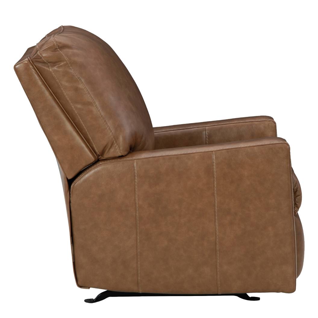 Fauteuil berçant et inclinable en cuir brun caramel - Bolsena