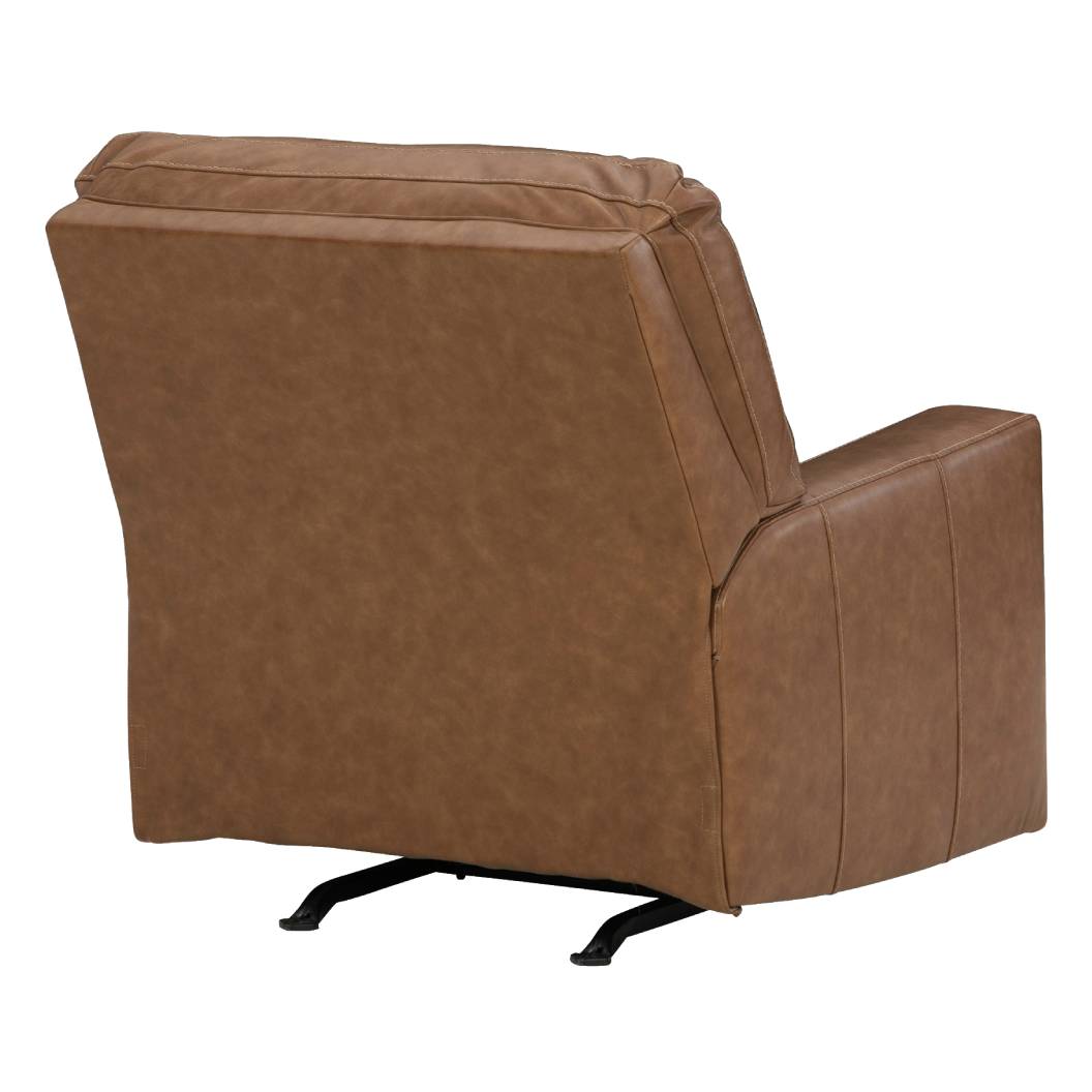 Fauteuil berçant et inclinable en cuir brun caramel - Bolsena