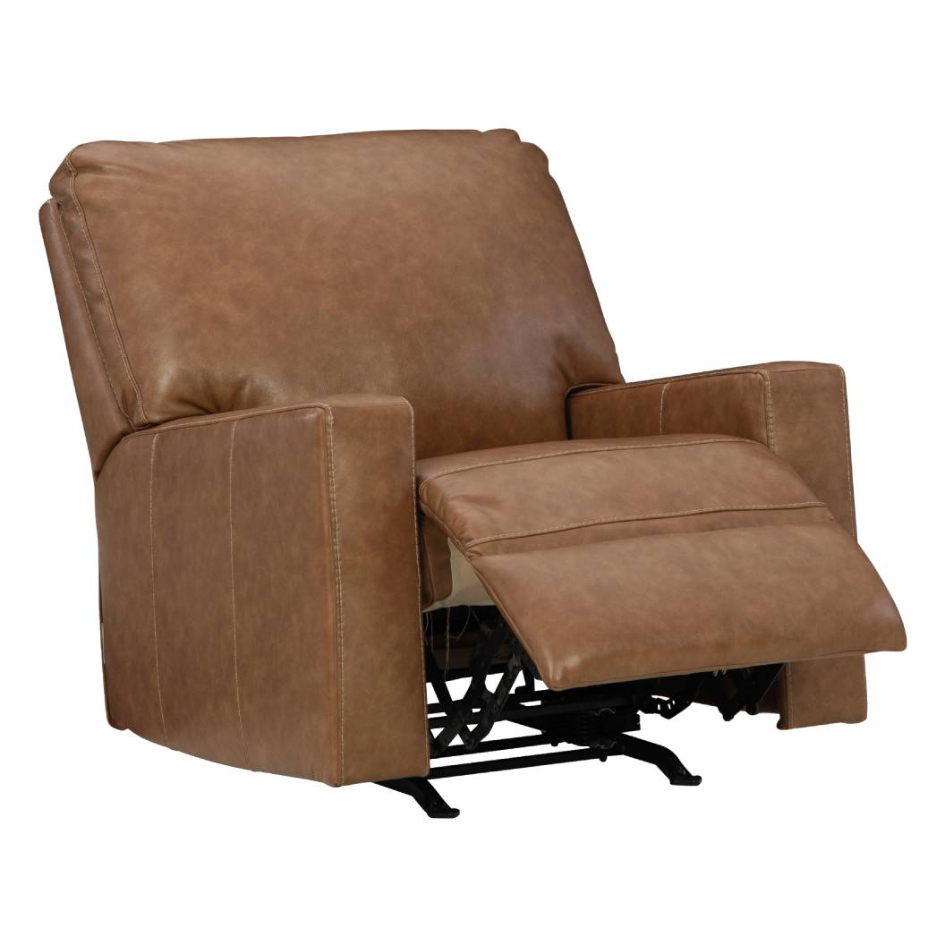 Fauteuil berçant et inclinable en cuir brun caramel - Bolsena