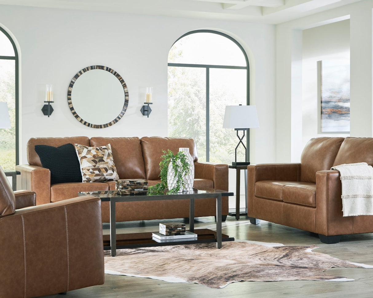 Fauteuil berçant et inclinable en cuir brun caramel - Bolsena