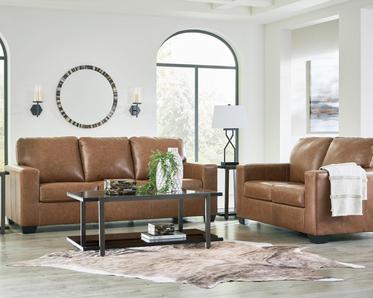 Sofa en cuir brun caramel - Bolsena