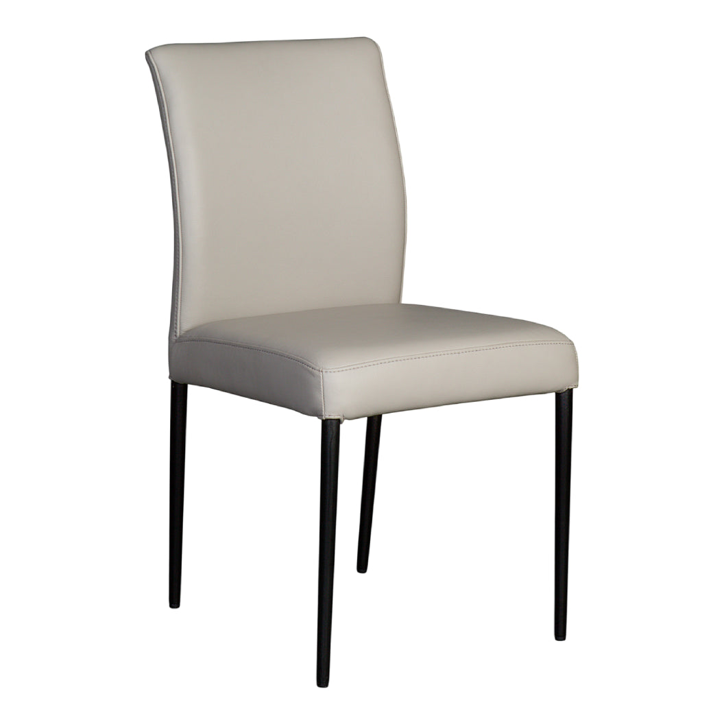 Chaise de salle à manger rembourrée en cuir gris pâle - Margot