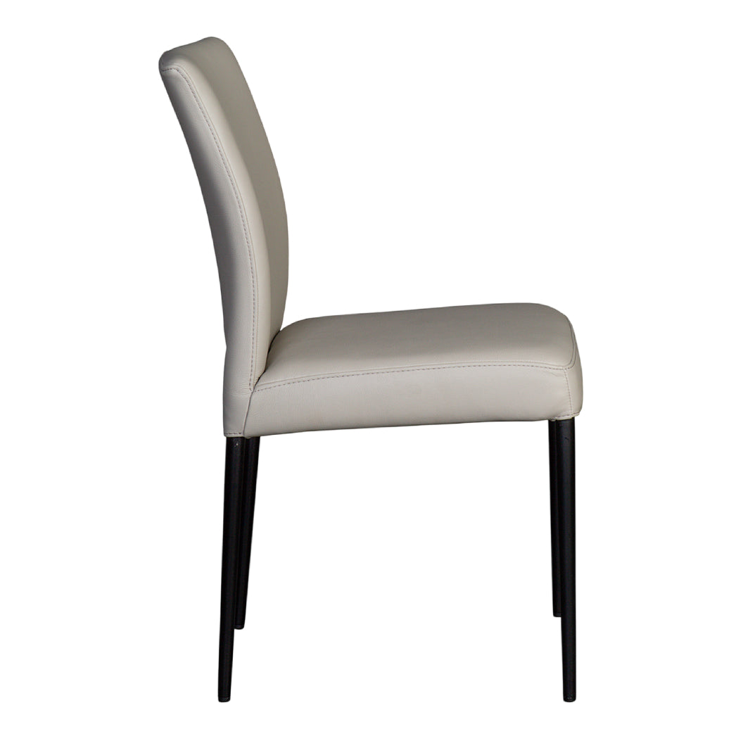 Chaise de salle à manger rembourrée en cuir gris pâle - Margot