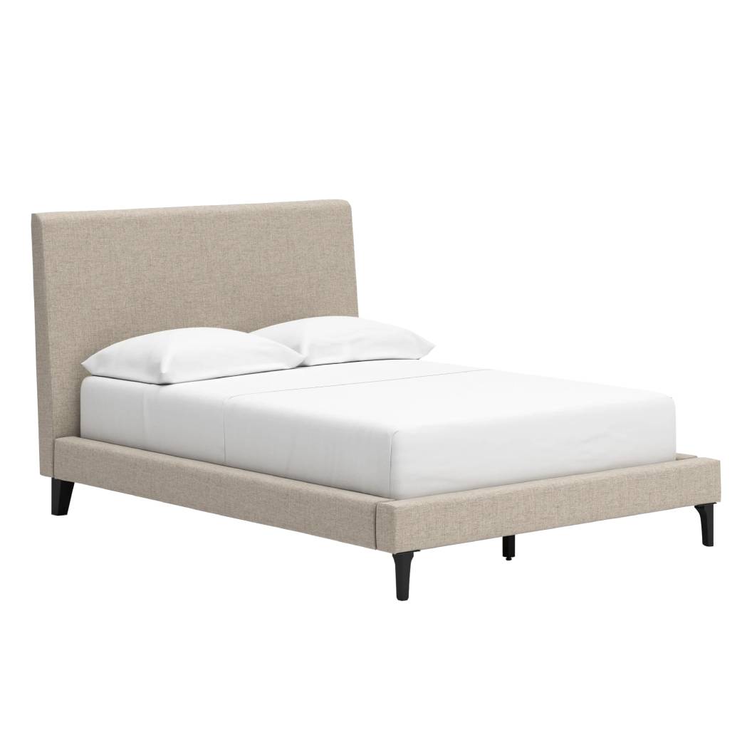 Lit complet Double en tissu gris pâle - Cielden