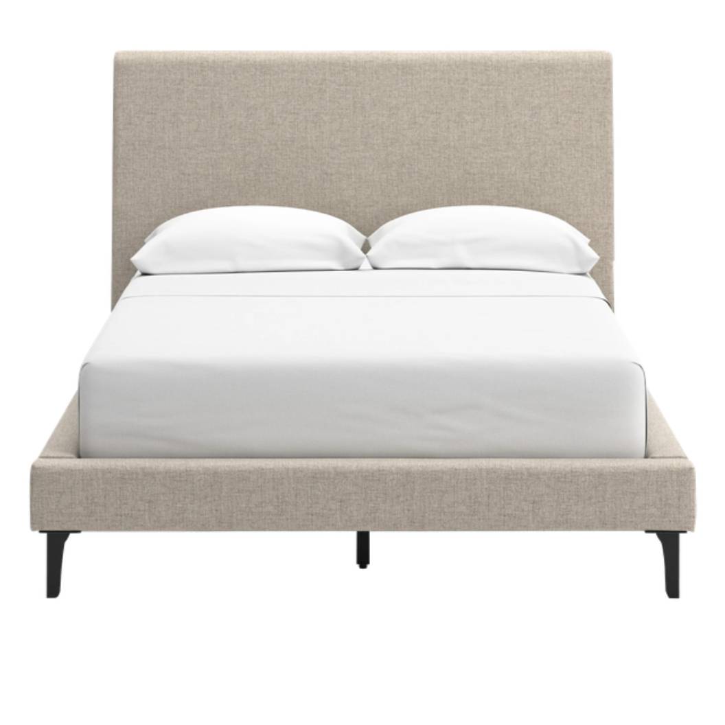 Lit complet Double en tissu gris pâle - Cielden