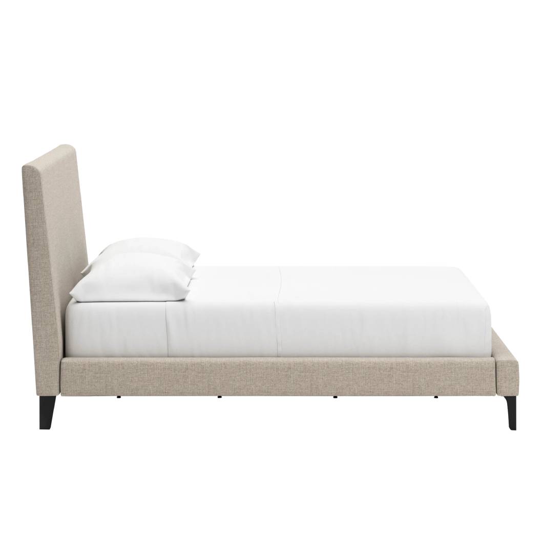 Lit complet Double en tissu gris pâle - Cielden