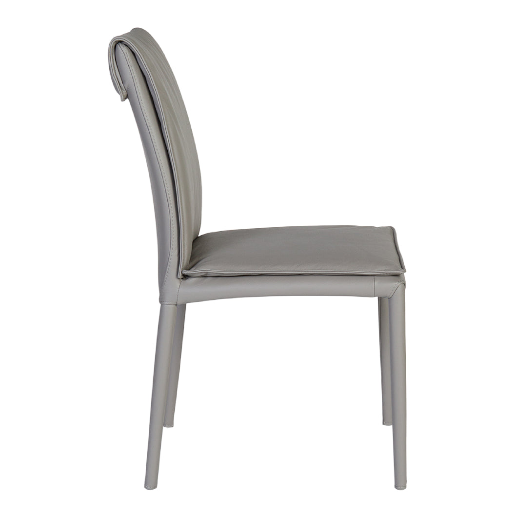 Chaise de salle à manger rembourrée en cuir gris - Naomi